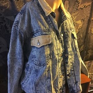 Vintage acid wash jean jacket w/ corduroy accents